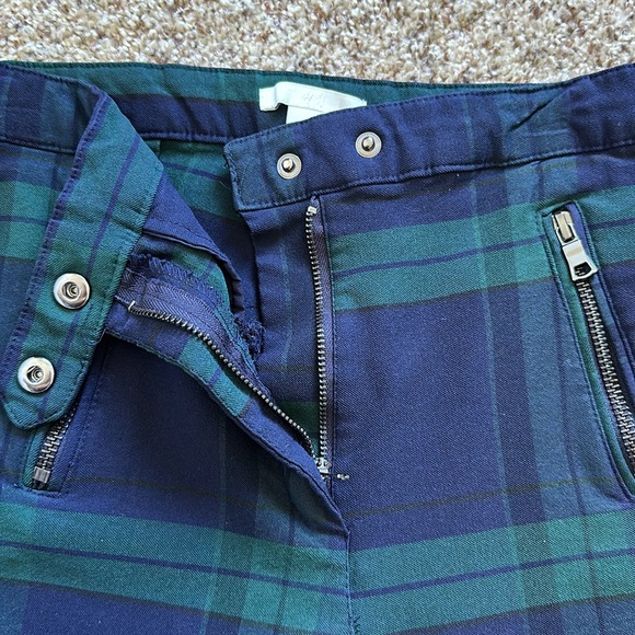 H&M Navy & Green Plaid Stretch Chino Pants Size 4 - Picture 5 of 8